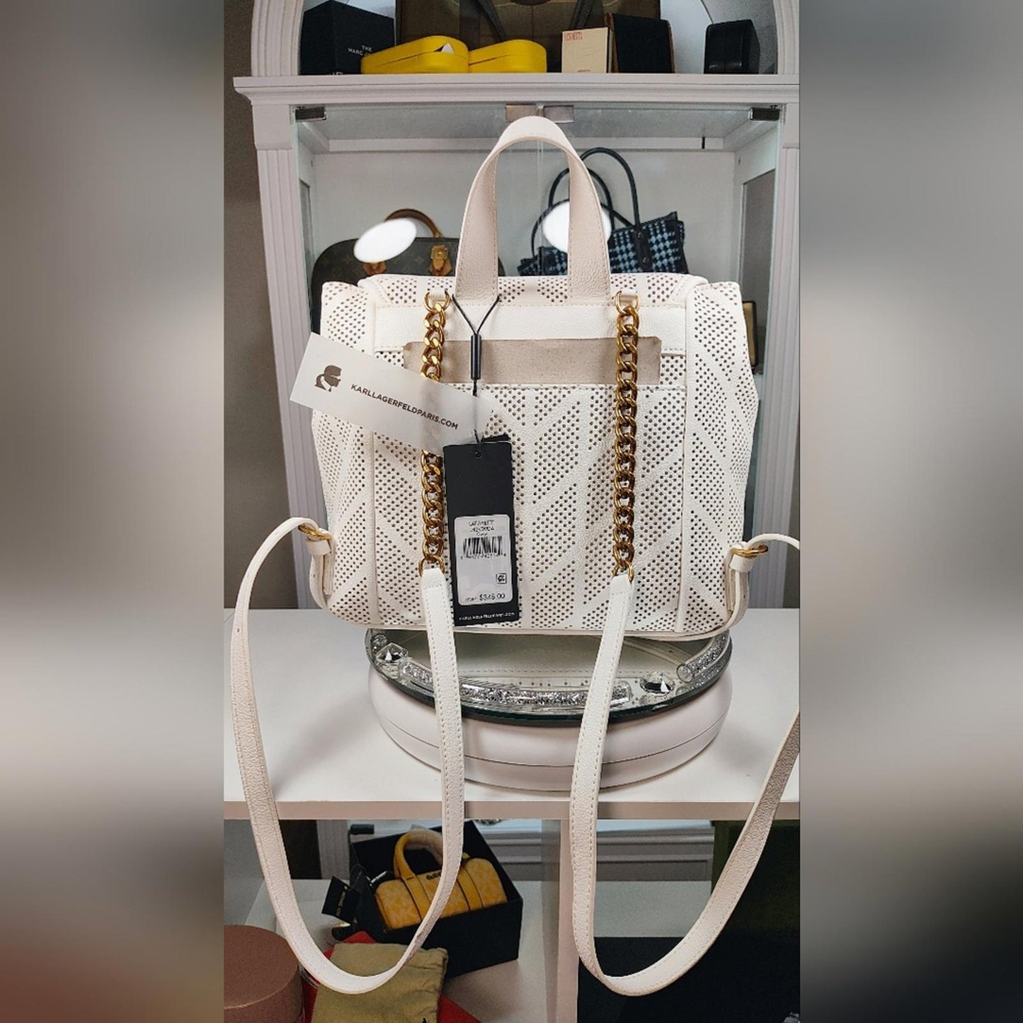 Karl Lagerfeld Cream Perforated Backpack