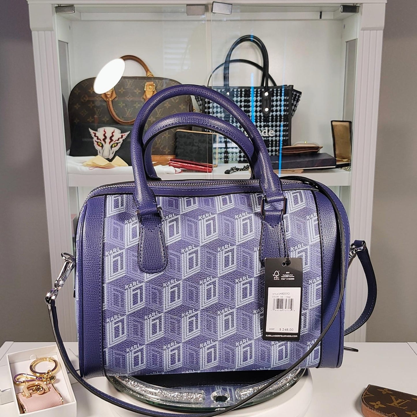 Karl Lagerfeld Purple Geometric Satchel