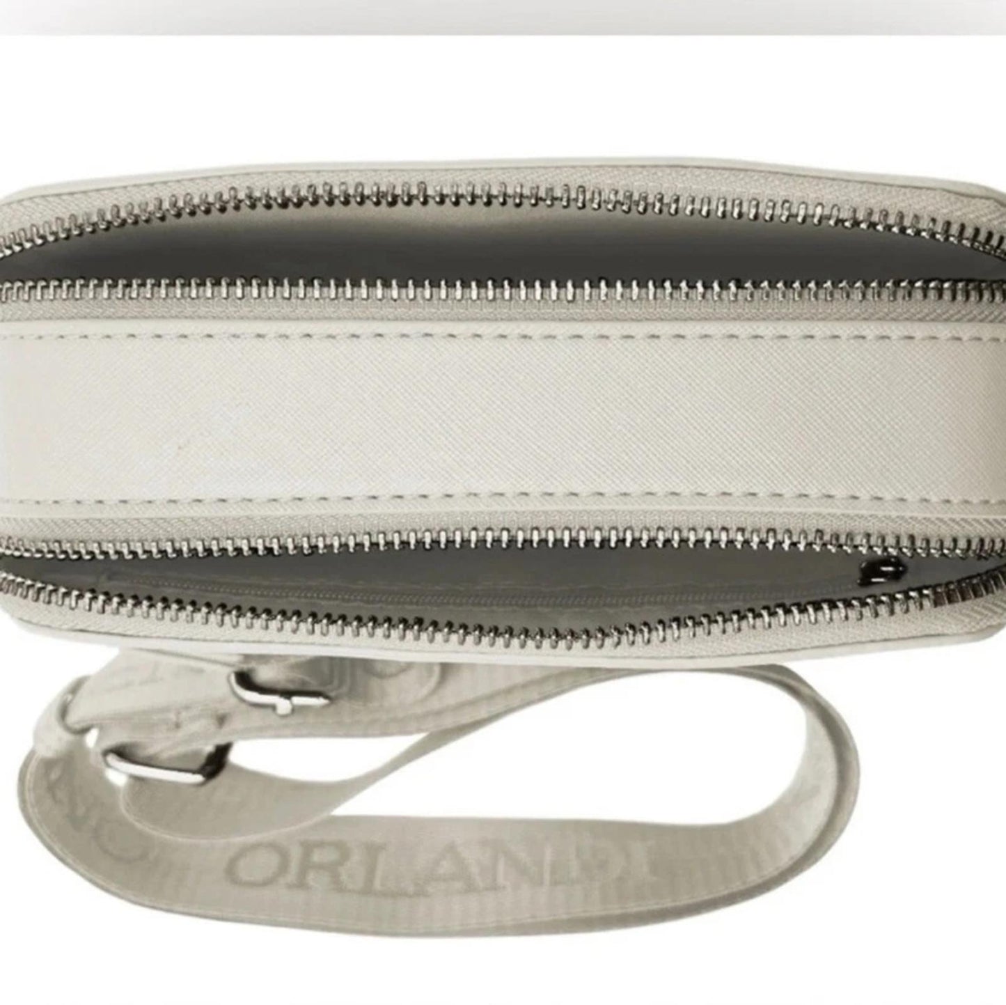 White Crossbody Bag with Silver Accents