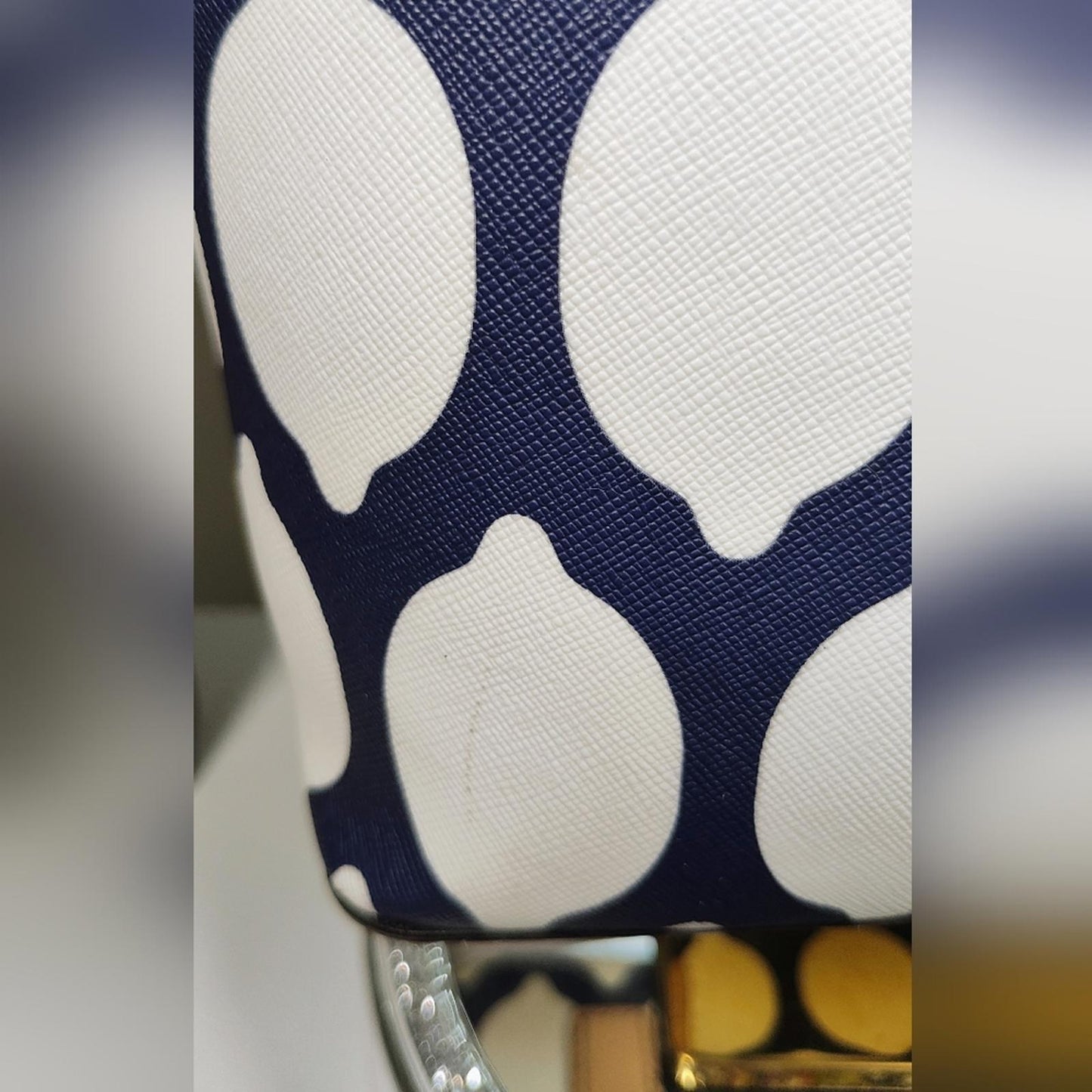 Kate Spade Grant Street Grainy Blue and White Juno French Tote Bag