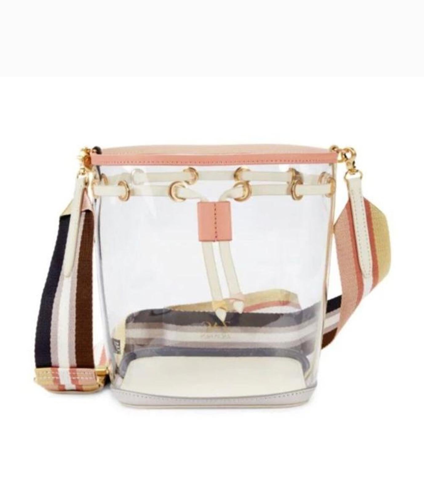 Zac Posen Transparent Bucket Bag with Striped Strap