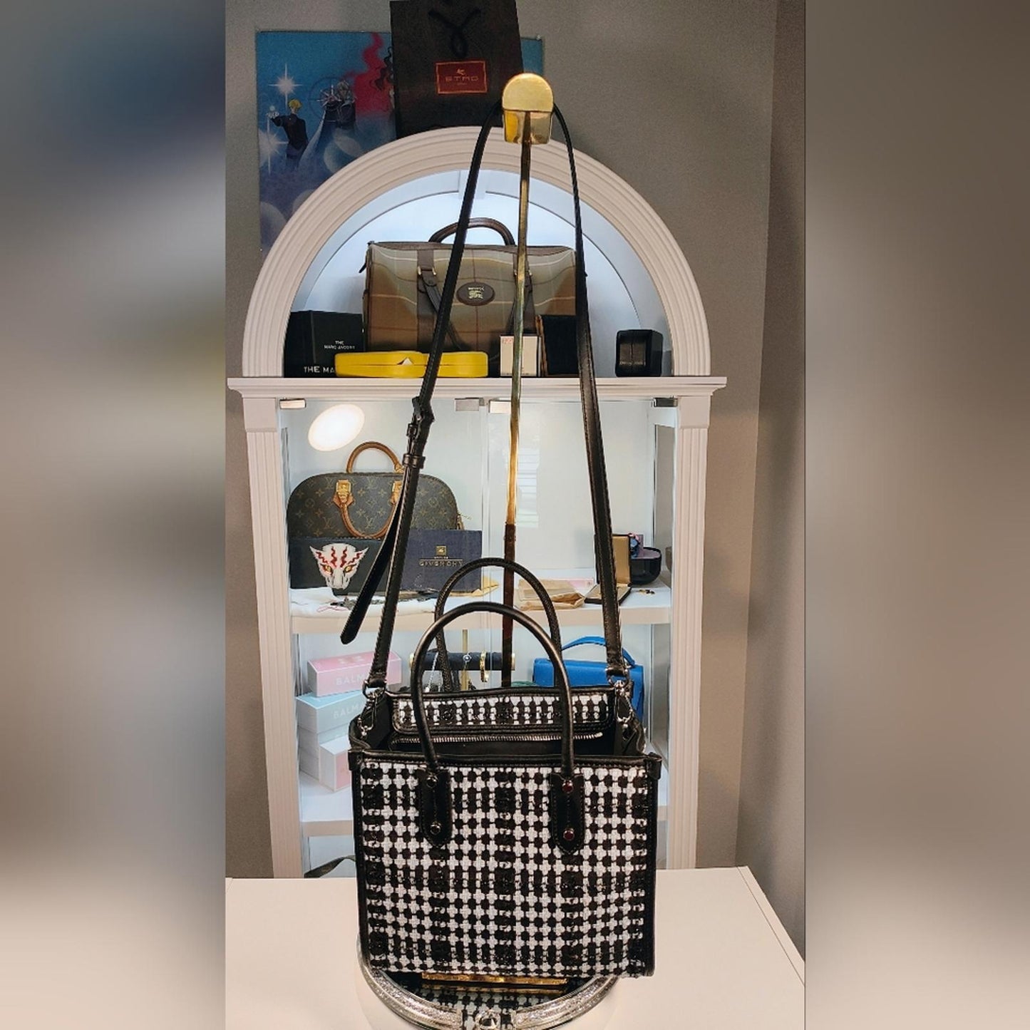 Kate Spade Black and White Checkered Tote Bag