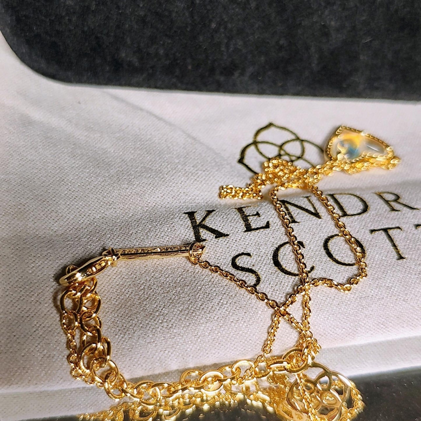 Kendra Scott Gold Necklace with Blue Heart Pendant