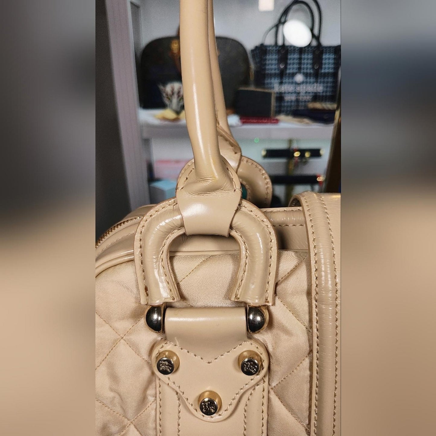 Burberry Beige Quilted Leather Handbag