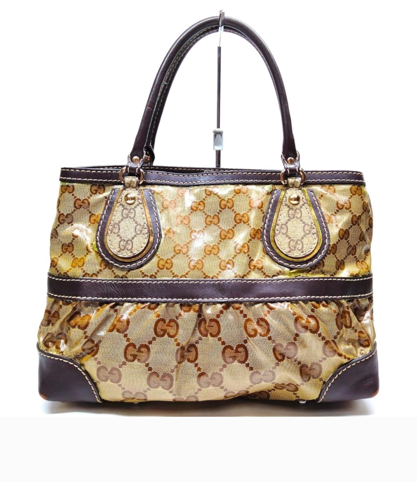 Gucci Tote Bag Brown Coated Canvas