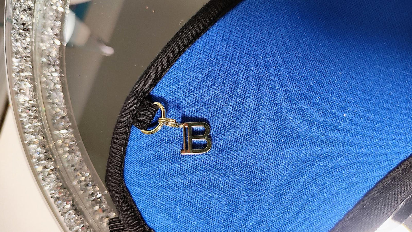 Balmain Paris Blue and Black Sleep Mask with gold 'B'