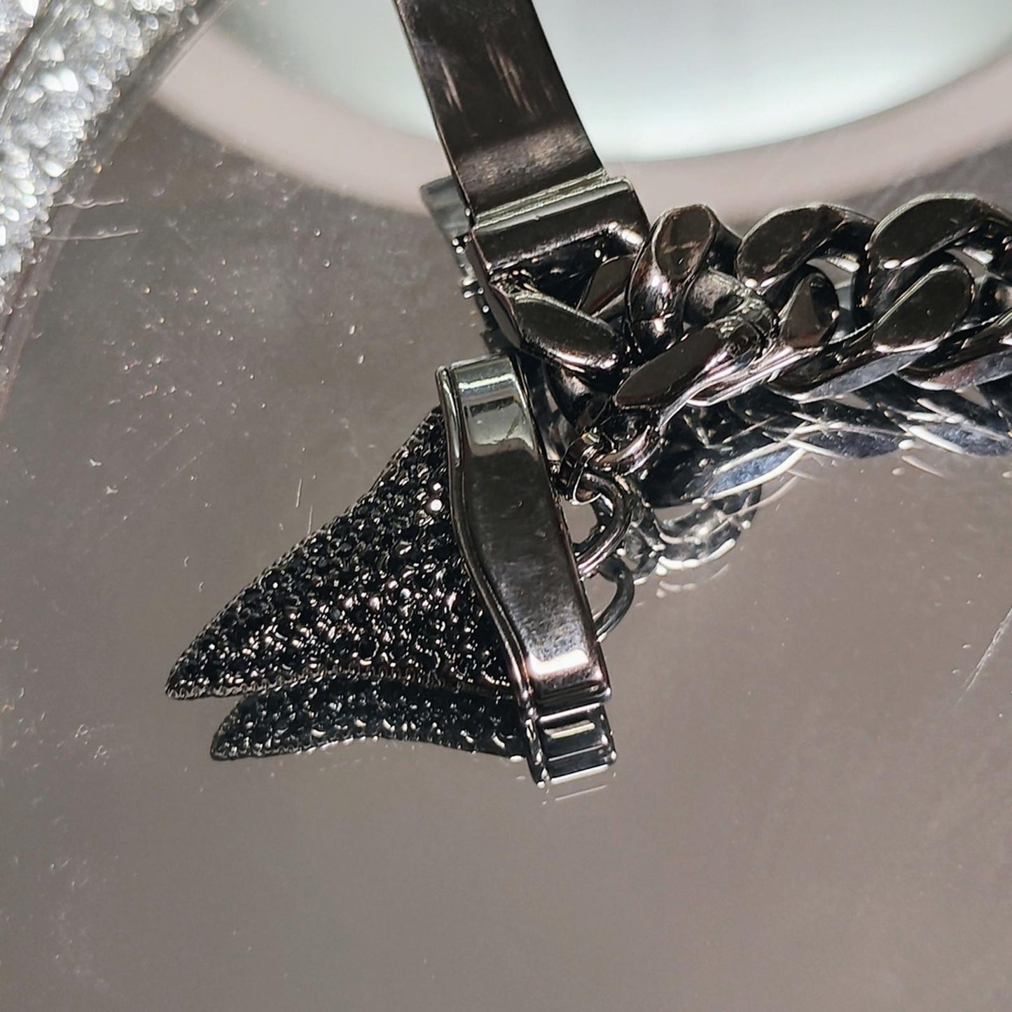 Givenchy Black Pave Shark Tooth Bracelet Cuban Link