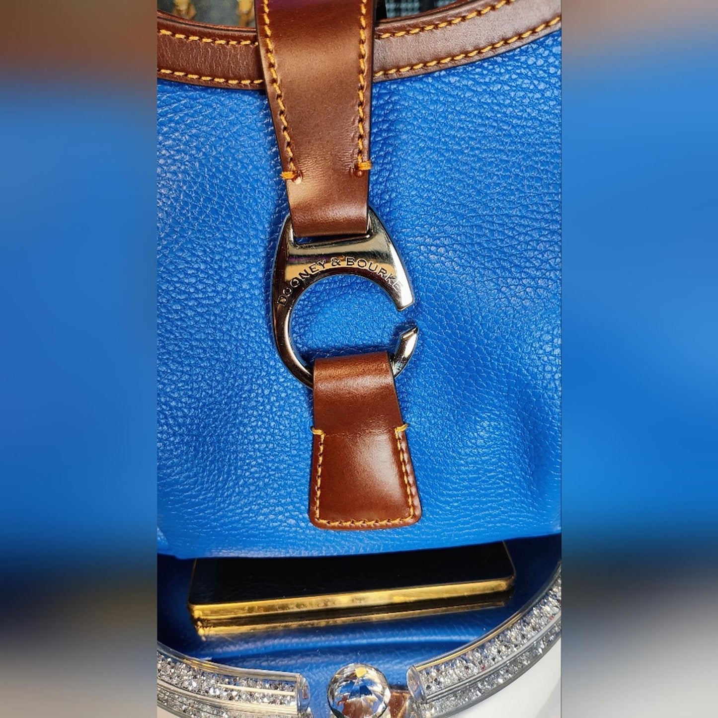 Dooney & Bourke Blue and Brown Shoulder Bag