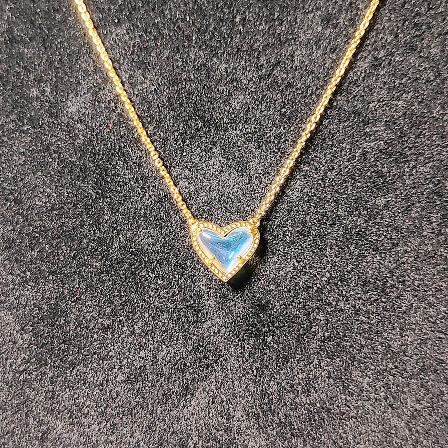 Kendra Scott Gold Necklace with Blue Heart Pendant