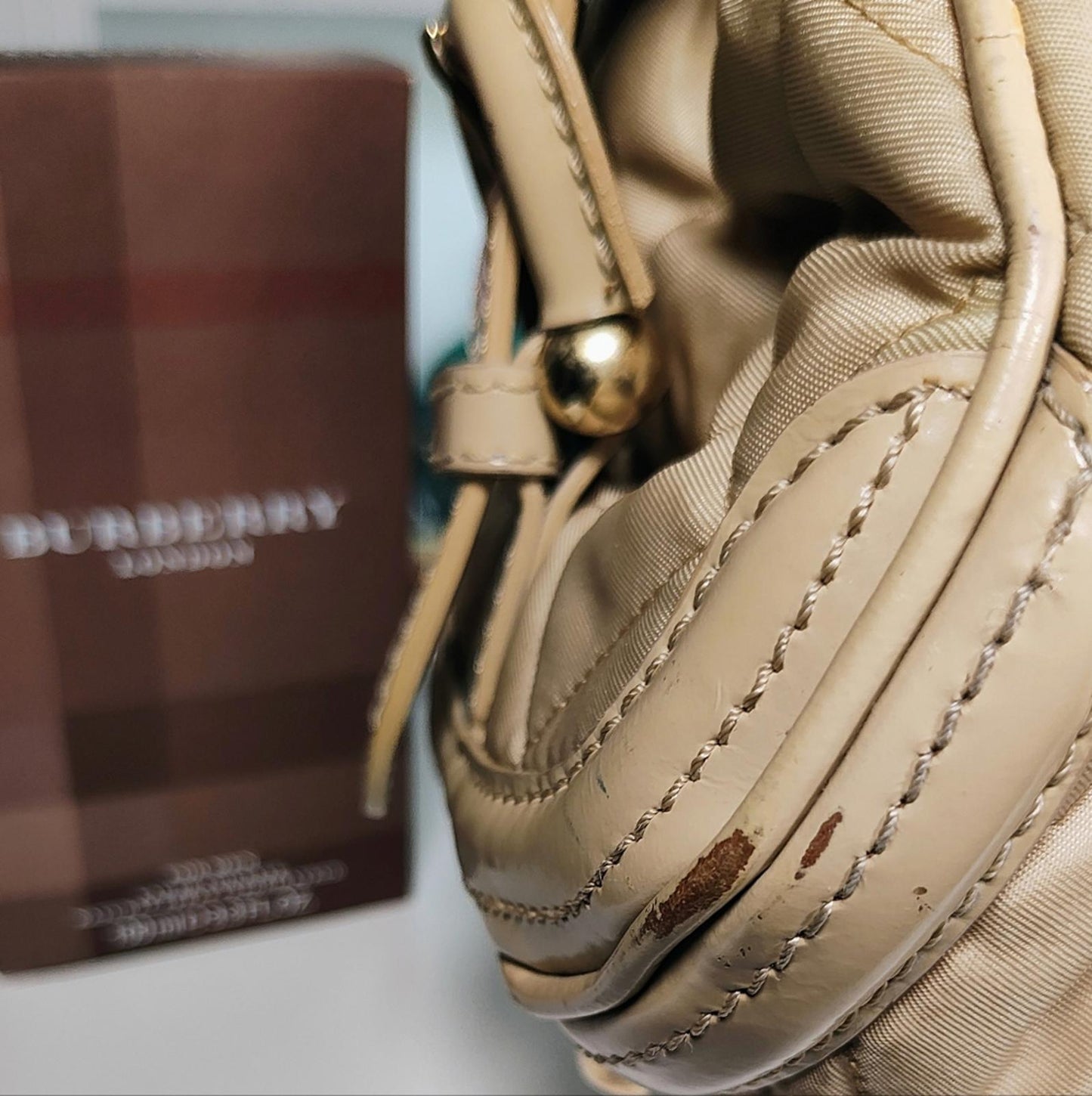 Burberry Beige Quilted Leather Handbag