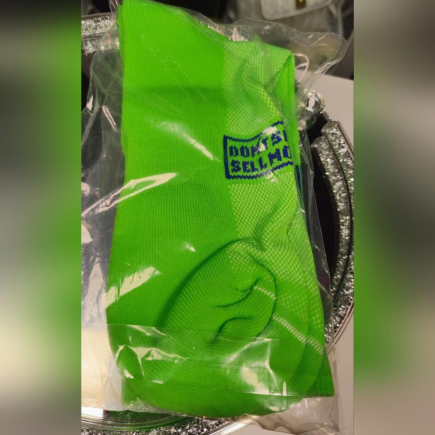 Mschf Neon Green Socks with Blue Graphic