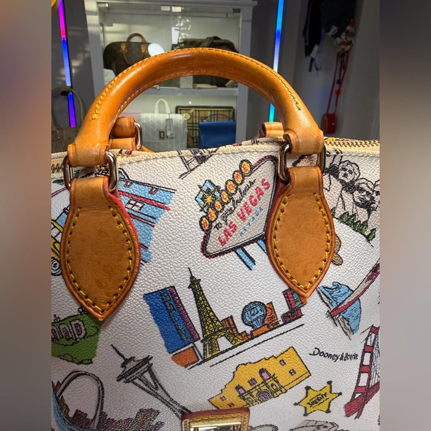 Dooney & Bourke Limited Edition Americana Landmark Travel USA Vintage Satchel