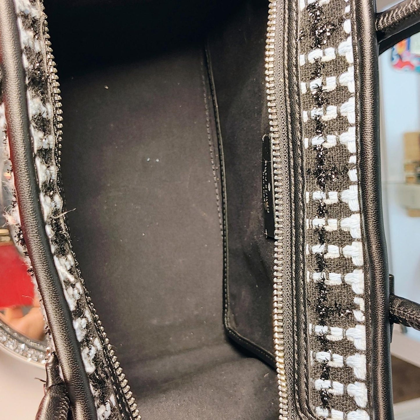 Kate Spade Black and White Checkered Tote Bag