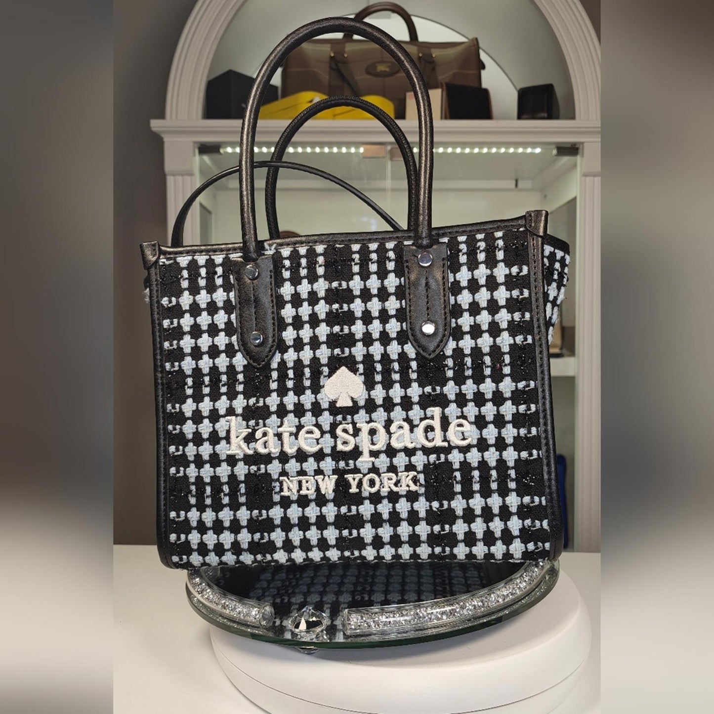 Kate Spade Black and White Checkered Tote Bag