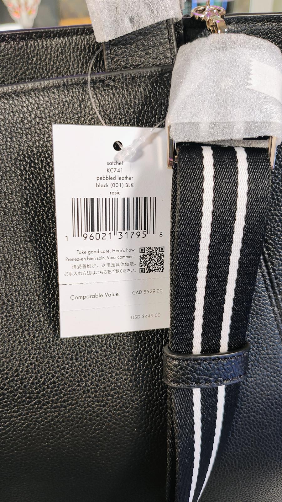 Kate Spade $449 retail new with tags Black Pebbled Leather Tote Bag with Removable Pouch