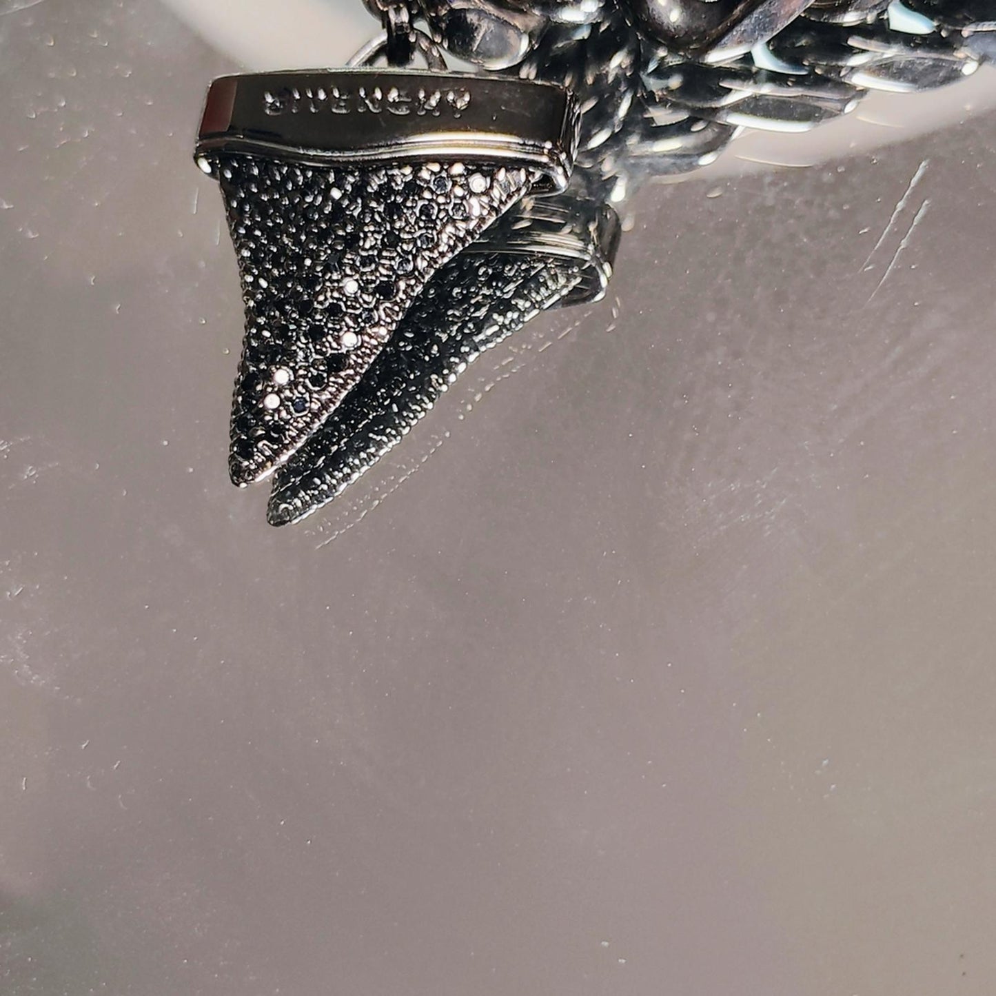 Givenchy Black Pave Shark Tooth Bracelet Cuban Link