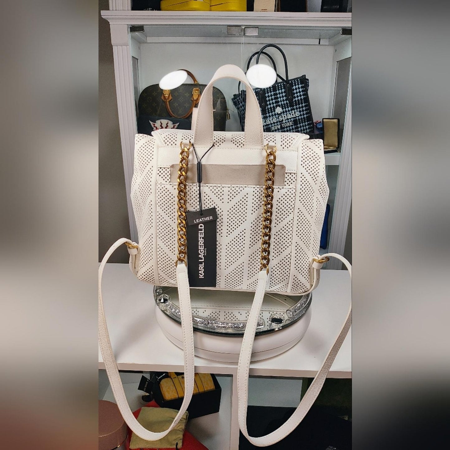 Karl Lagerfeld Cream Perforated Backpack