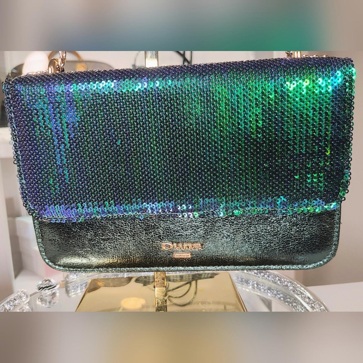 Dune Green Sequin Shoulder Bag