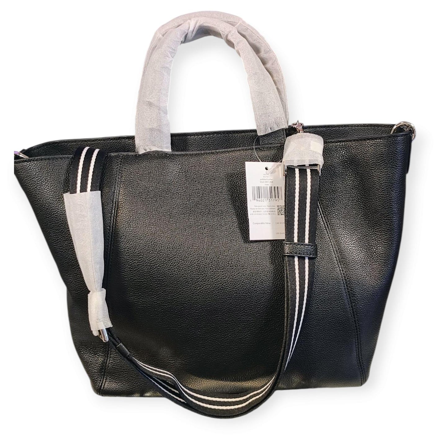 Kate Spade $449 retail new with tags Black Pebbled Leather Tote Bag with Removable Pouch