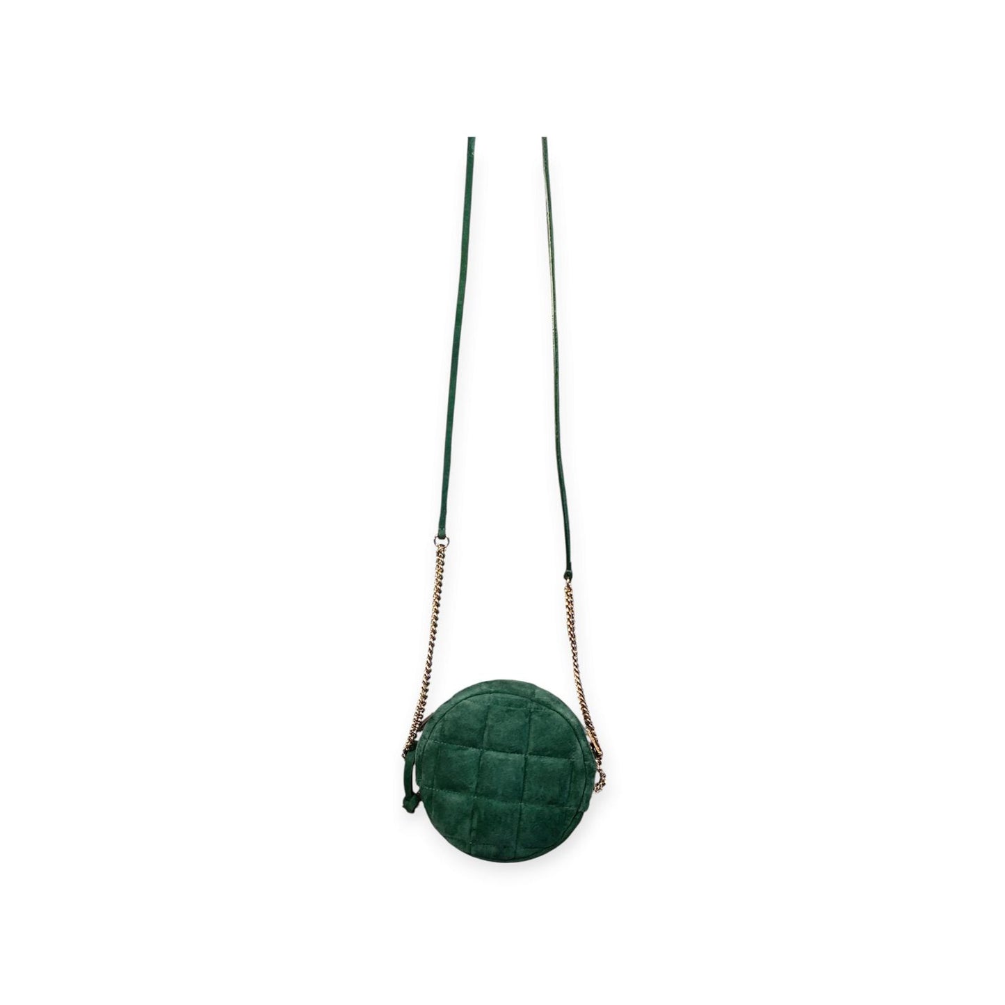 Henri Bendel Stylish Green Round Riveted Crossbody Bag