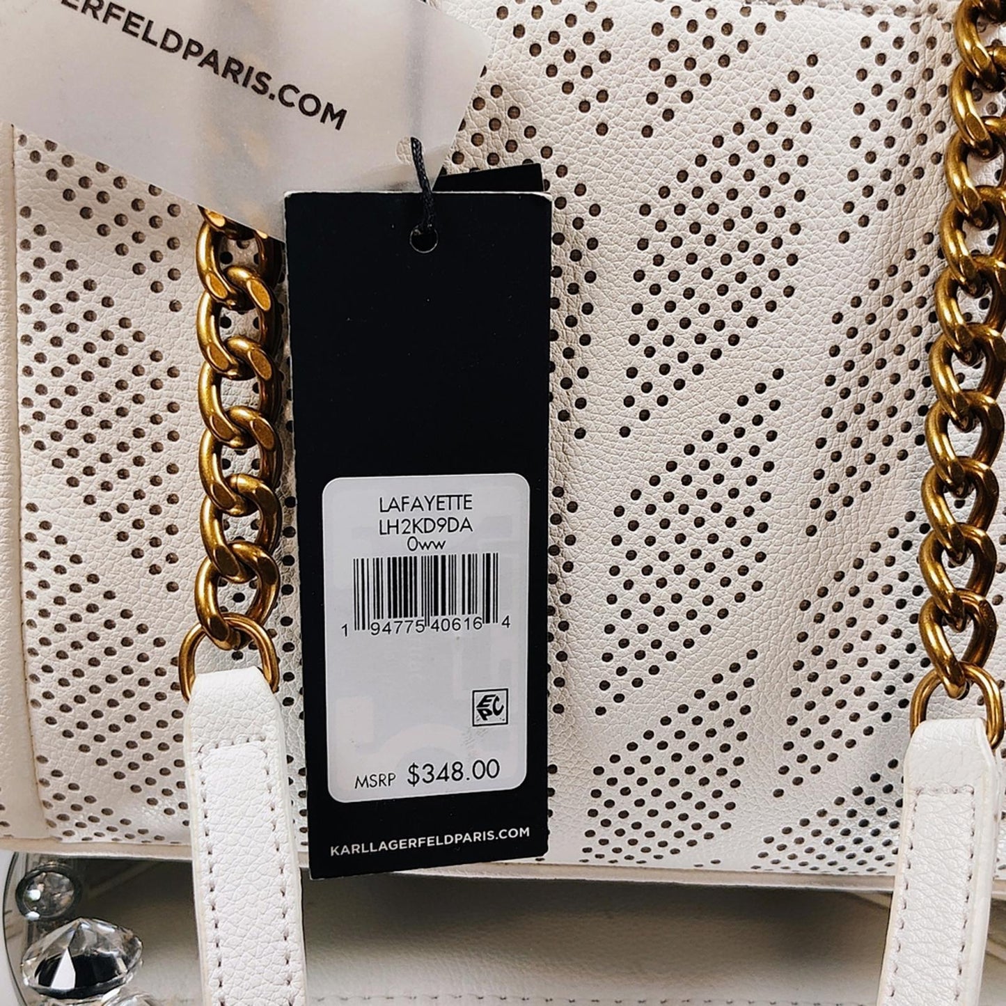 Karl Lagerfeld Cream Perforated Backpack