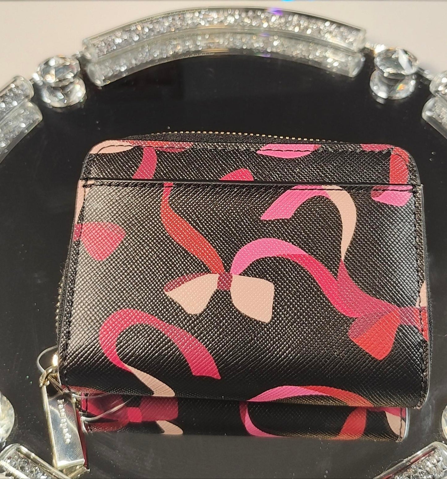 Kate Spade New York Wrapping Party small zip card case in black multi.