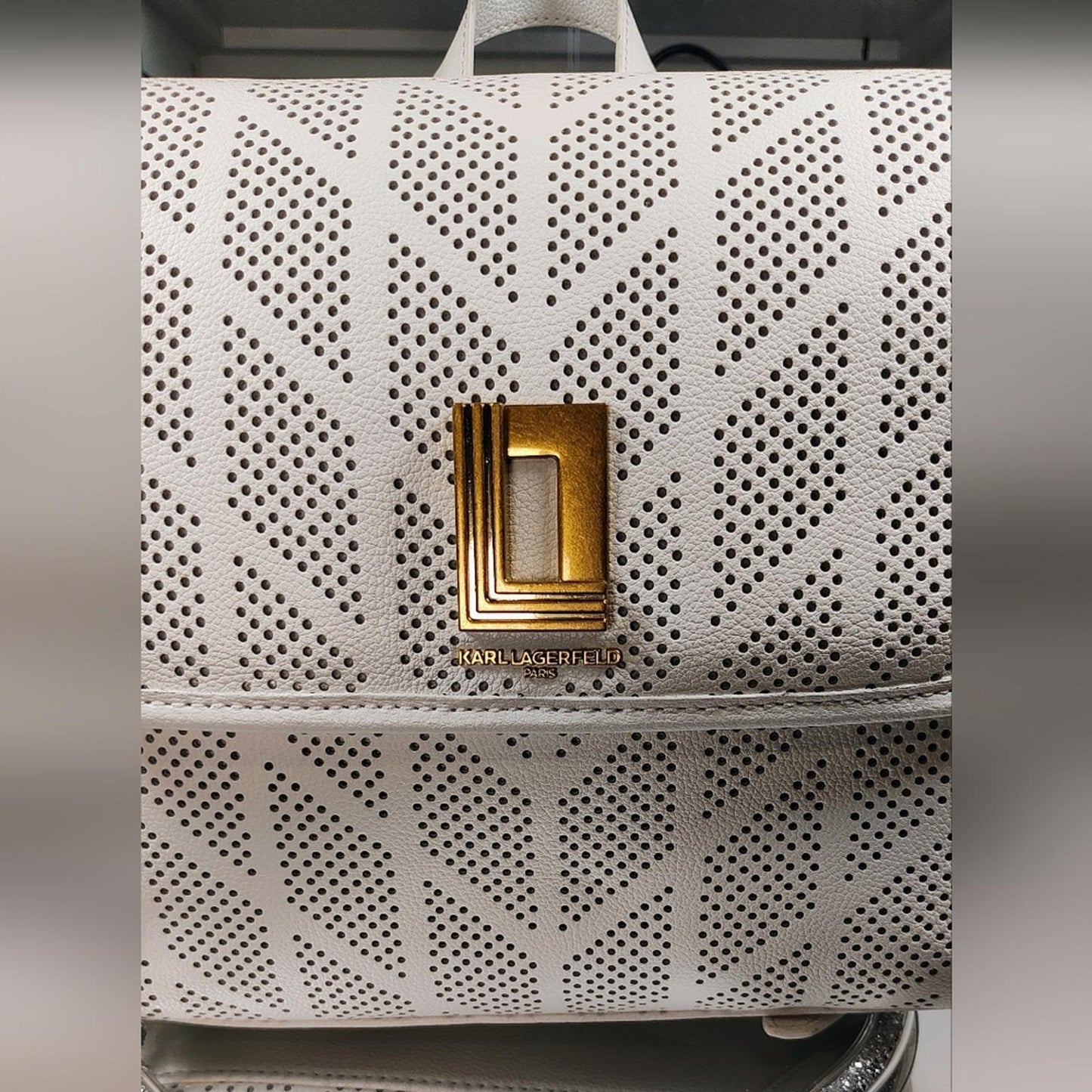 Karl Lagerfeld Cream Perforated Backpack