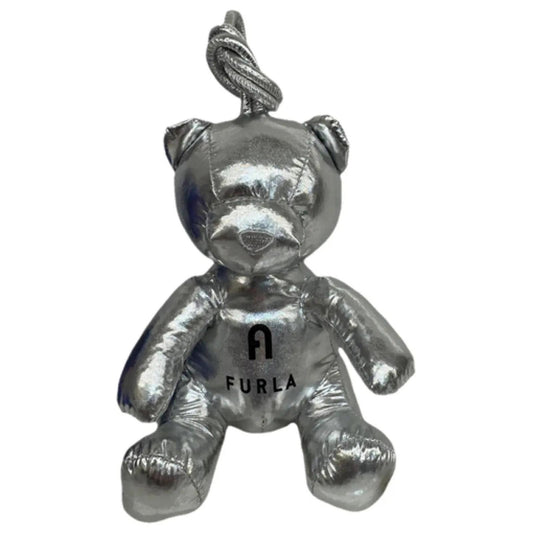Furla Metallic Silver Bear Charm