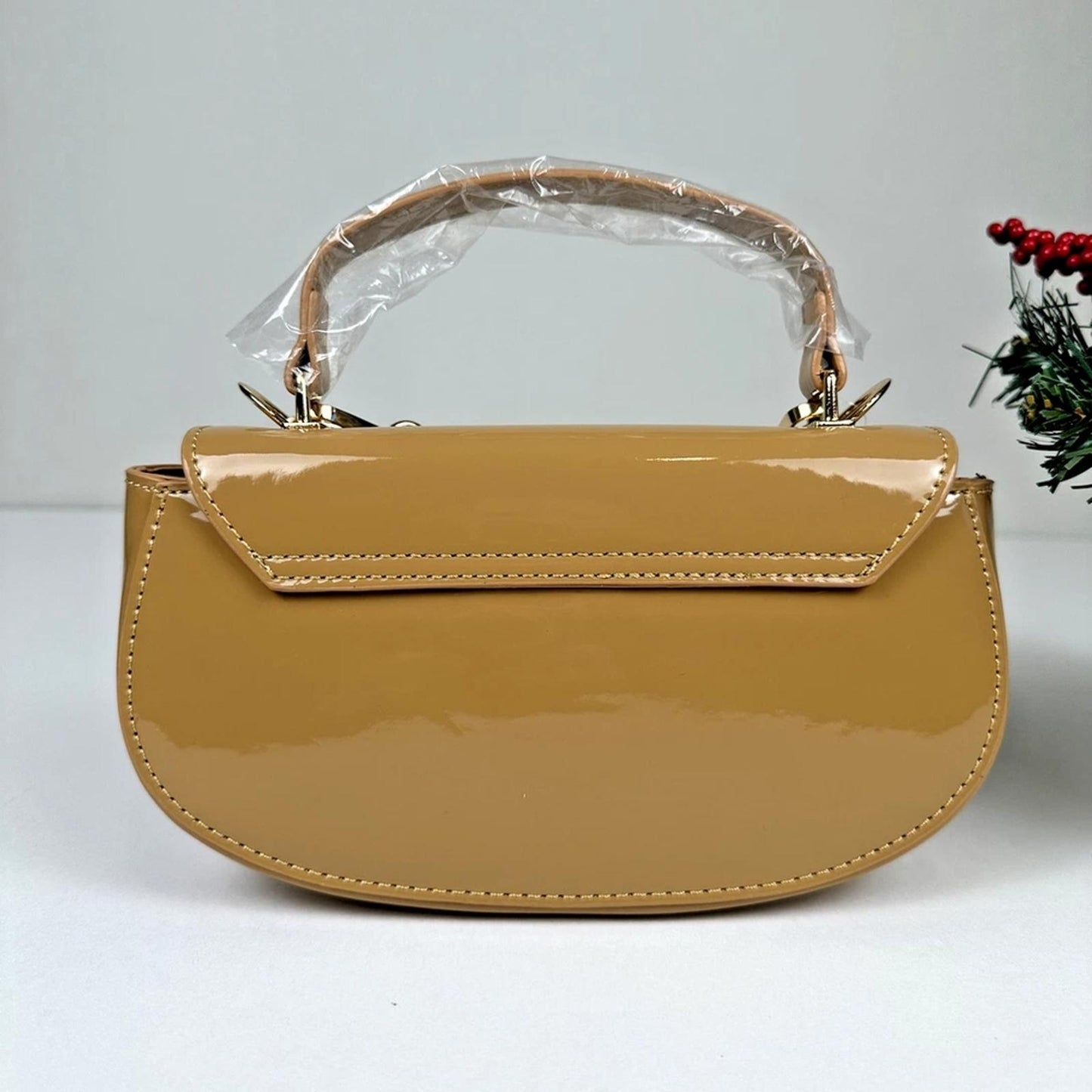 Valentino Orlandi Glossy Tan Crossbody Bag