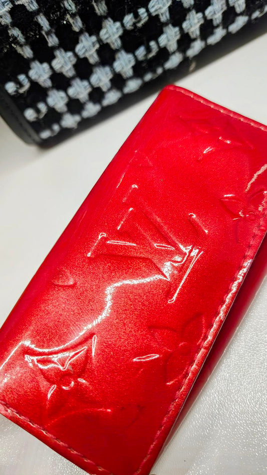 Louis Vuitton Red Patent Leather 4 Key ring holder Wallet