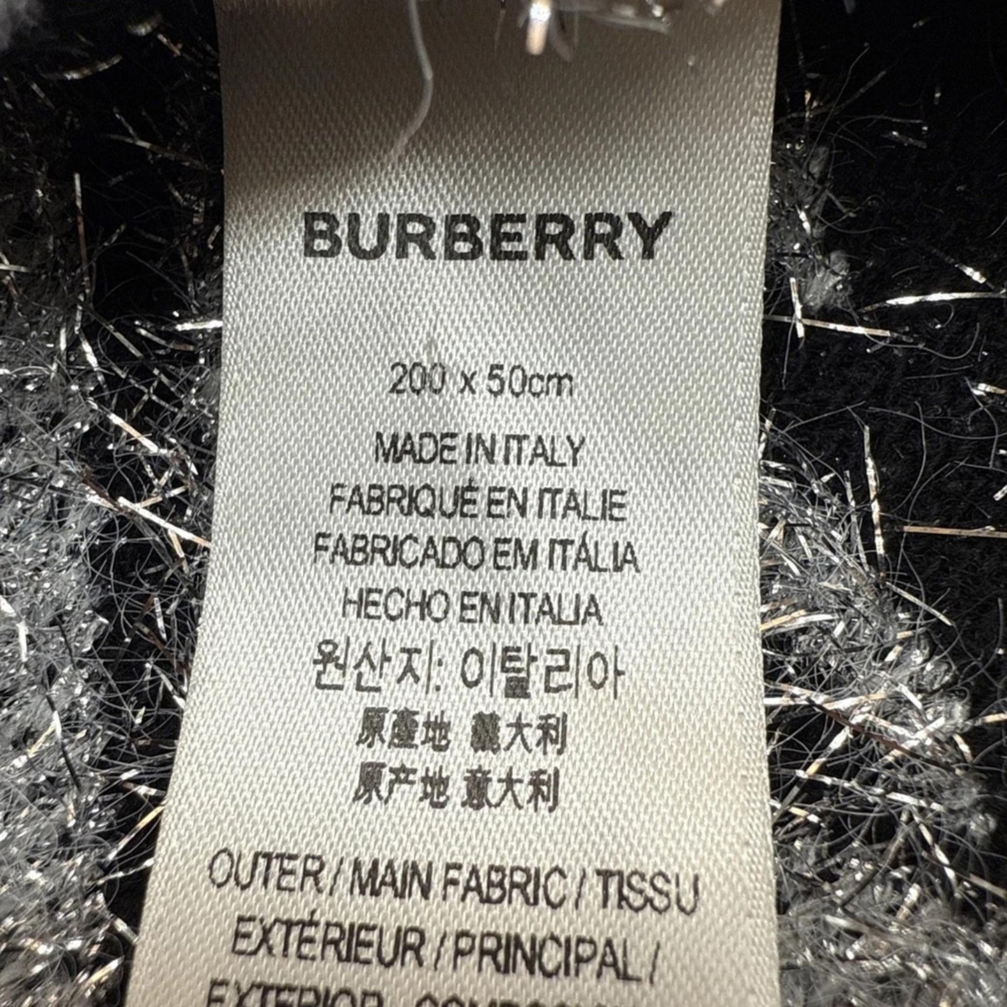 Burberry Black and Silver Textured Scarf