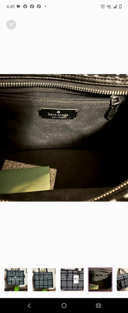 Kate Spade New York Ella Blue Plaid small satchel + crossbody