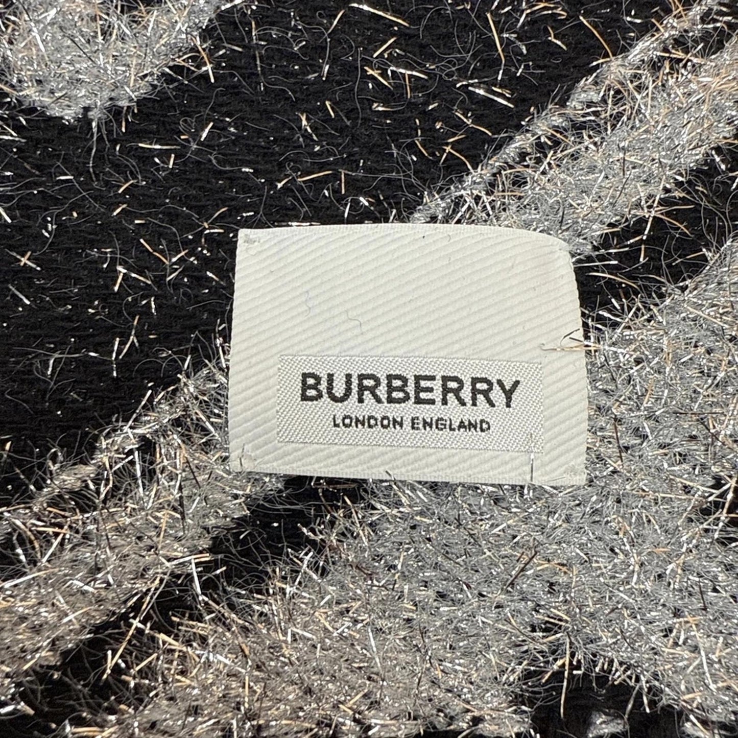 Burberry Black and Silver Textured Scarf