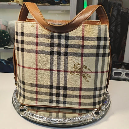 Burberrys Coated Canvas Nova Check Vintage tote small handbag