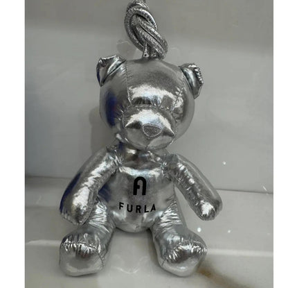 Furla Metallic Silver Bear Charm