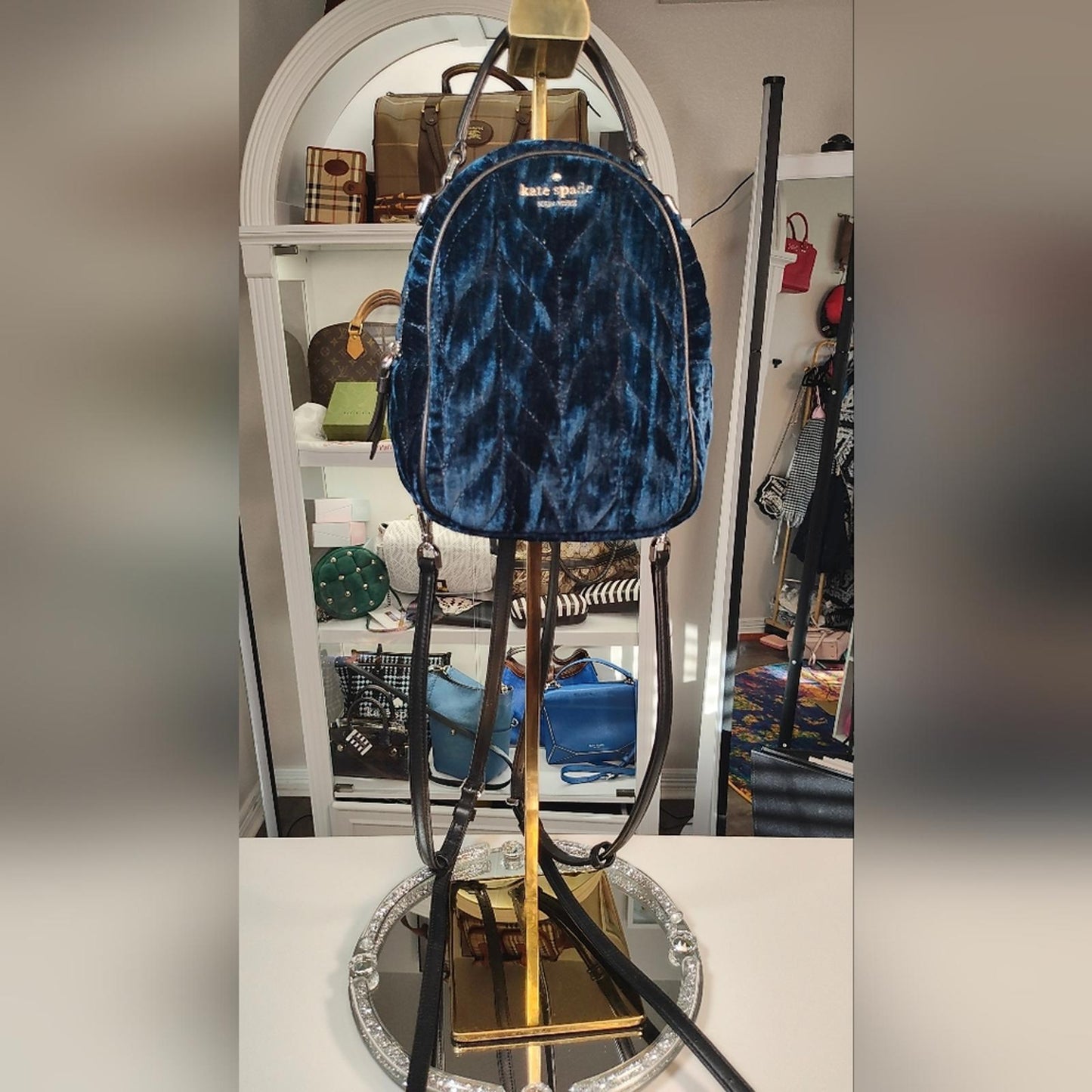 Kate Spade Blue Velvet Backpack