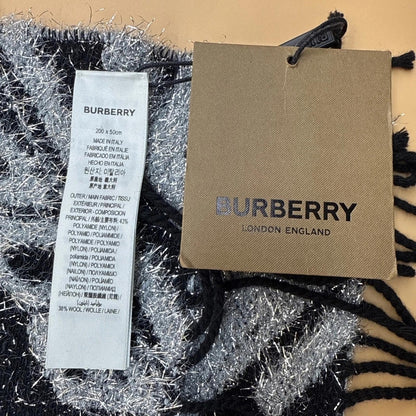 Burberry Black and Silver Textured Scarf
