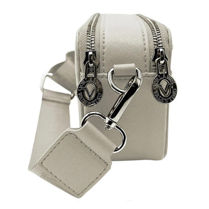 White Crossbody Bag with Silver Accents