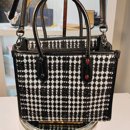 Kate Spade Black and White Checkered Tote Bag