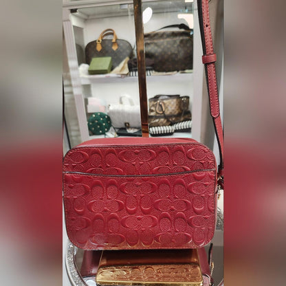 Coach Red Embossed Leather Mini Jamie Camera Bag