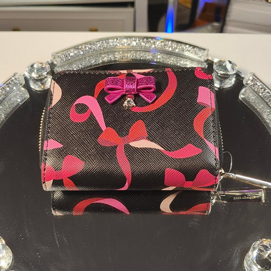 Kate Spade New York Wrapping Party small zip card case in black multi.