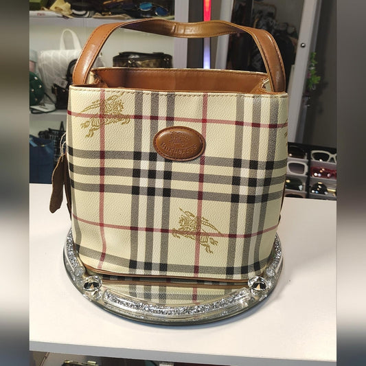 Burberrys Coated Canvas Nova Check Vintage tote small handbag