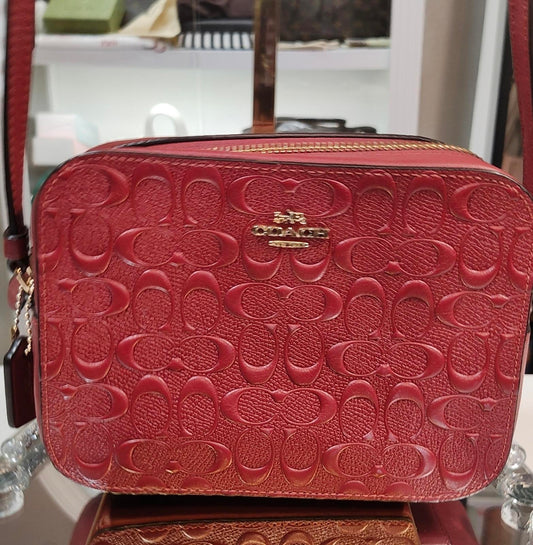 Coach Red Embossed Leather Mini Jamie Camera Bag