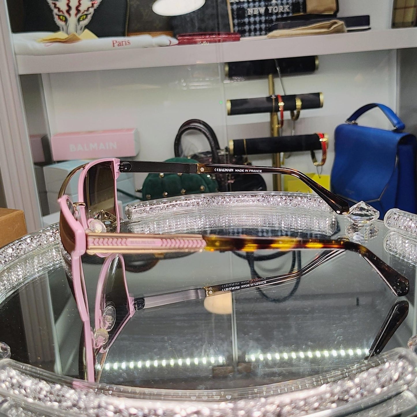 Balmain Pink and Gold Sunglasses BL2522B
