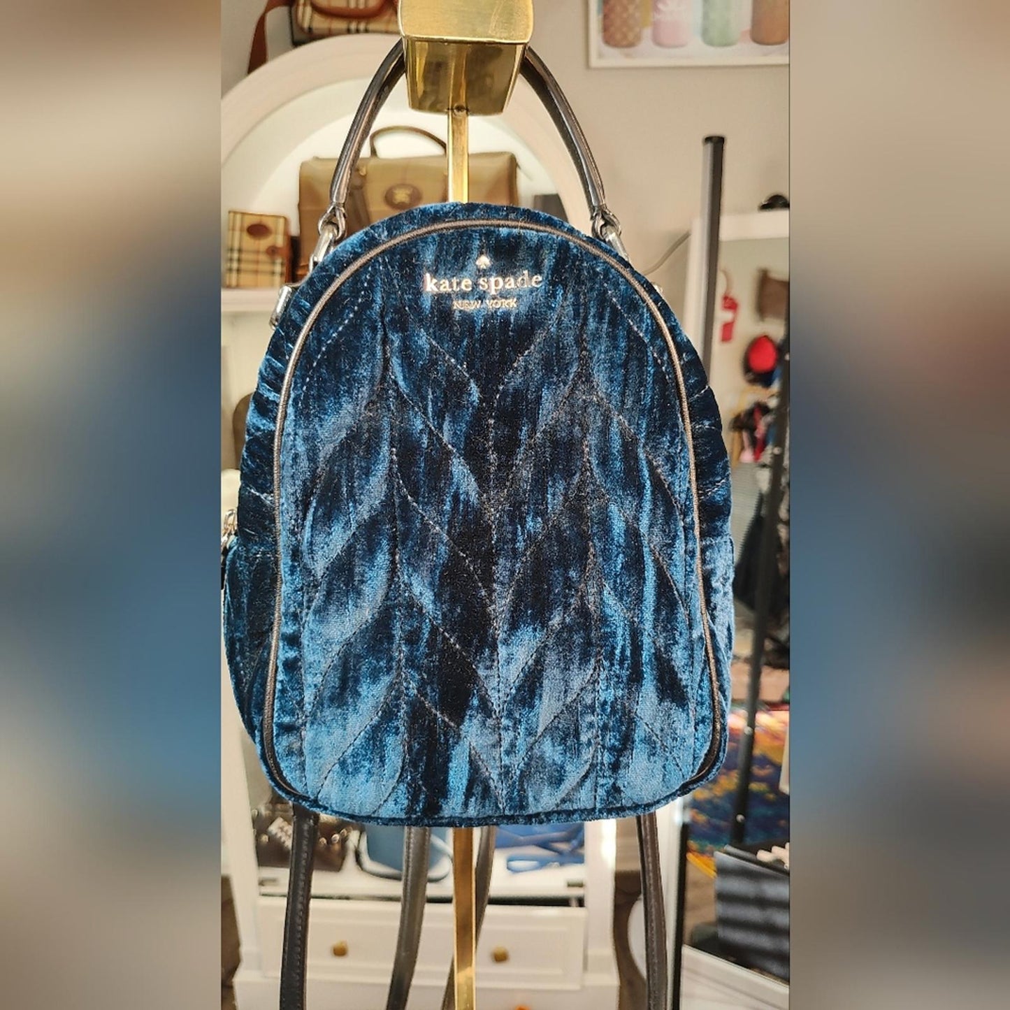 Kate Spade Blue Velvet Backpack
