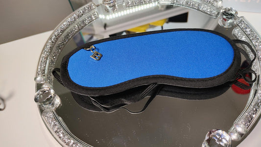 Balmain Paris Blue and Black Sleep Mask with gold 'B'
