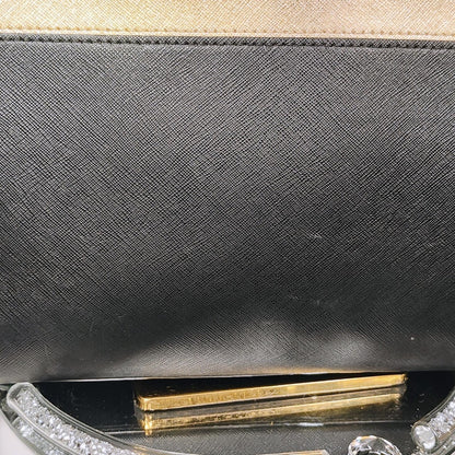 Michael Kors LOVE Jet Set Travel MD Carry All Black and Gold Tote Bag And Wallet