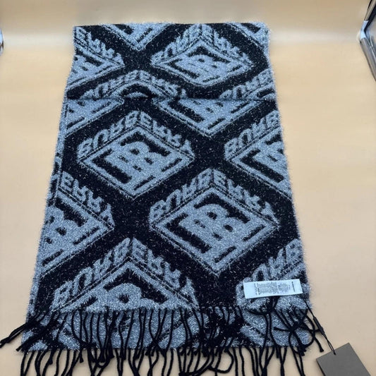 Burberry Black and Silver Textured Scarf