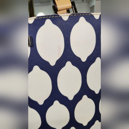 Kate Spade Grant Street Grainy Blue and White Juno French Tote Bag
