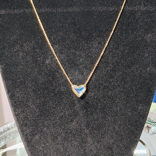 Kendra Scott Gold Necklace with Blue Heart Pendant